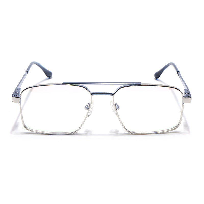 Voyage Silverline Silver & Blue Wayfarer Eyeglasses for Men & Women (98702MG5454-C1)