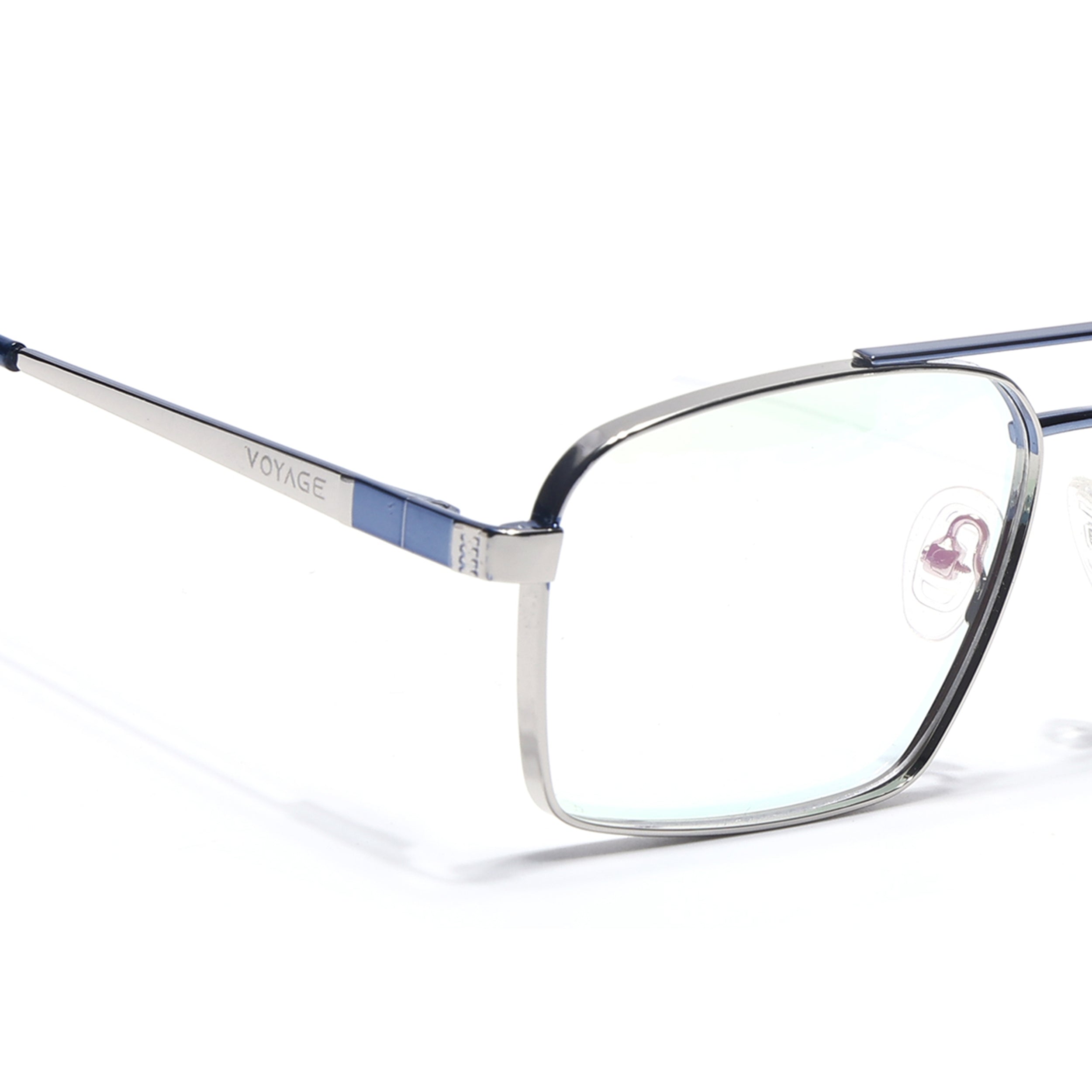 Voyage Silverline Silver & Blue Wayfarer Eyeglasses for Men & Women (98702MG5454-C1)