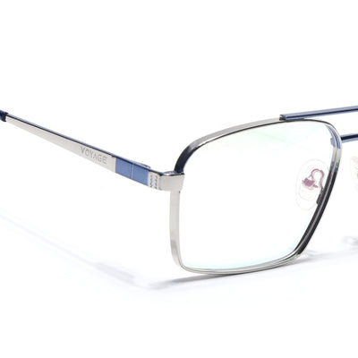 Voyage Silverline Silver & Blue Wayfarer Eyeglasses for Men & Women (98702MG5454-C1)