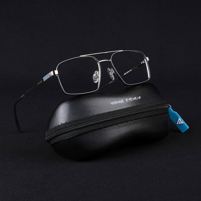 Voyage Silverline Silver & Grey Wayfarer Eyeglasses for Men & Women (98702MG5458-C5)