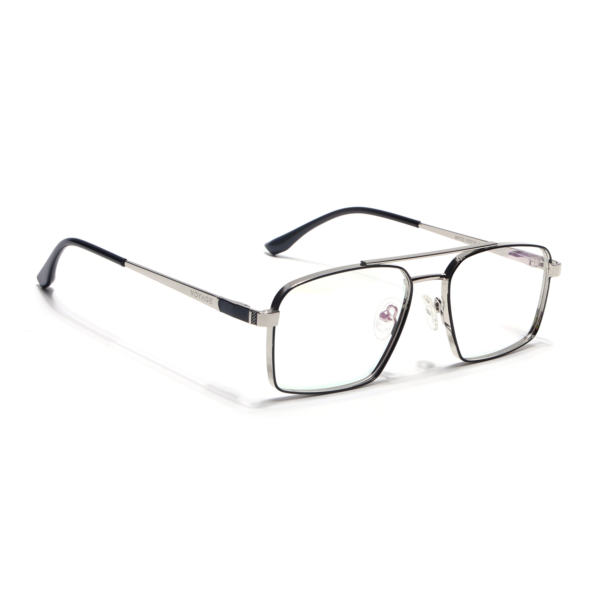 Voyage Silverline Silver & Black Wayfarer Eyeglasses for Men & Women (98702MG5459-C6)