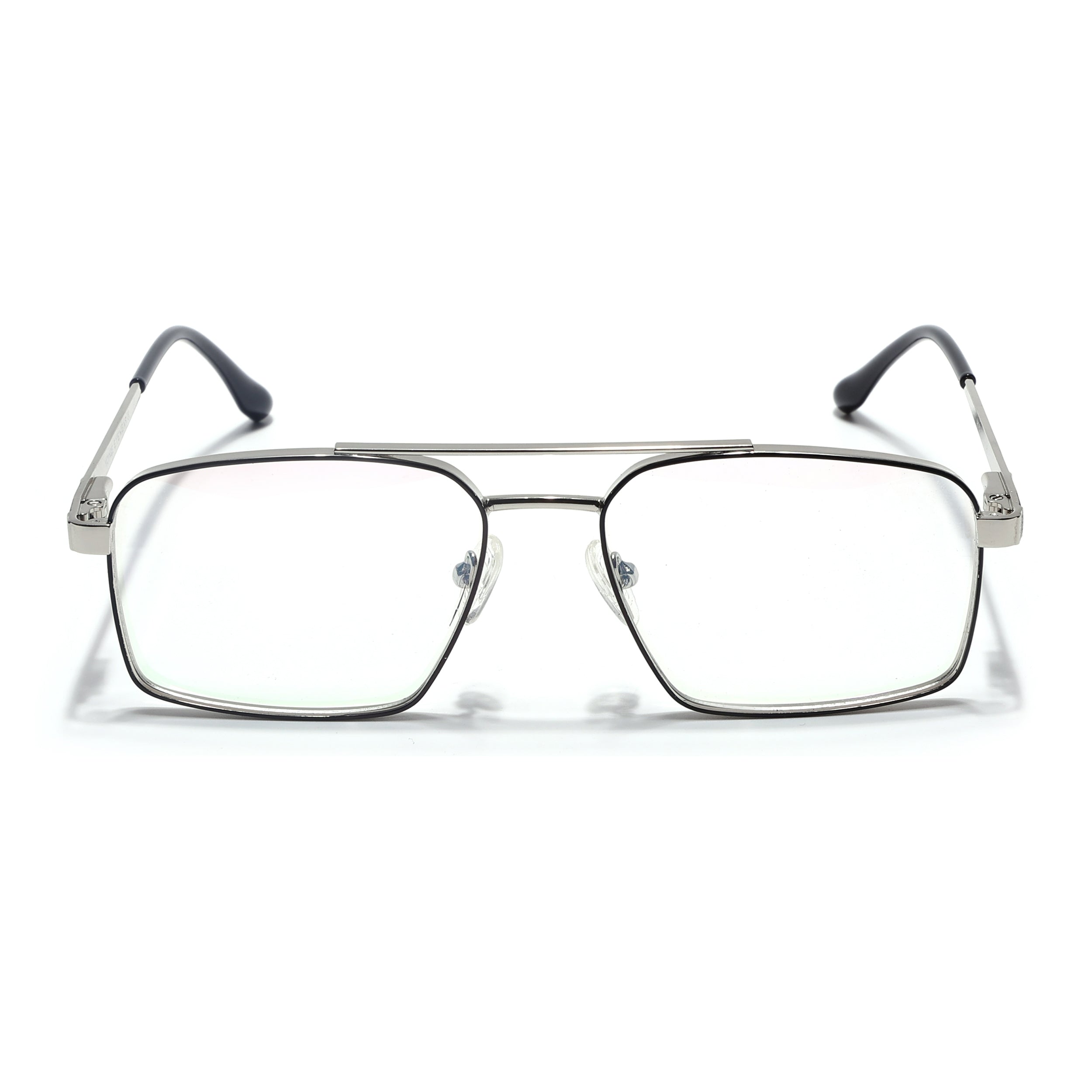 Voyage Silverline Silver & Black Wayfarer Eyeglasses for Men & Women (98702MG5459-C6)