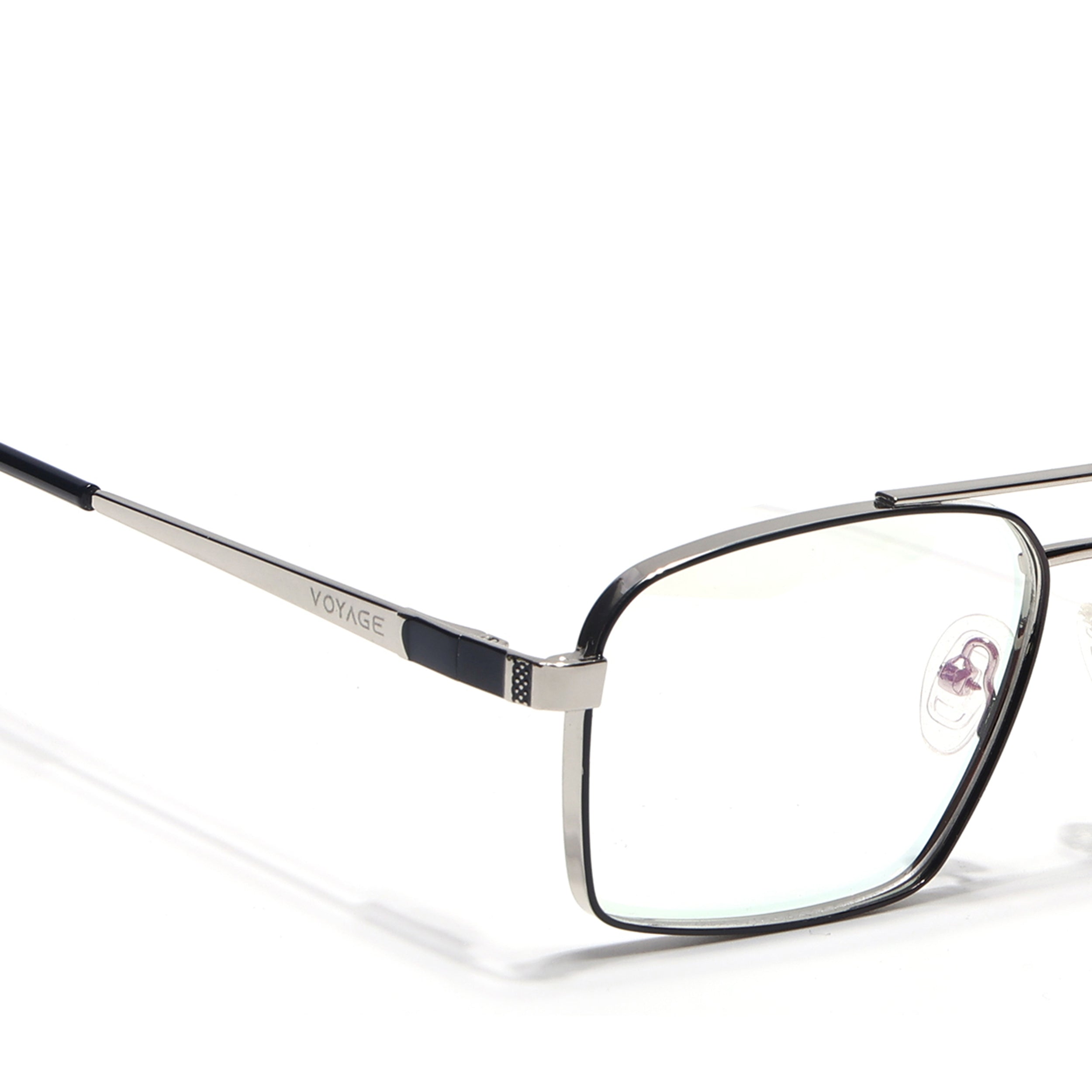 Voyage Silverline Silver & Black Wayfarer Eyeglasses for Men & Women (98702MG5459-C6)