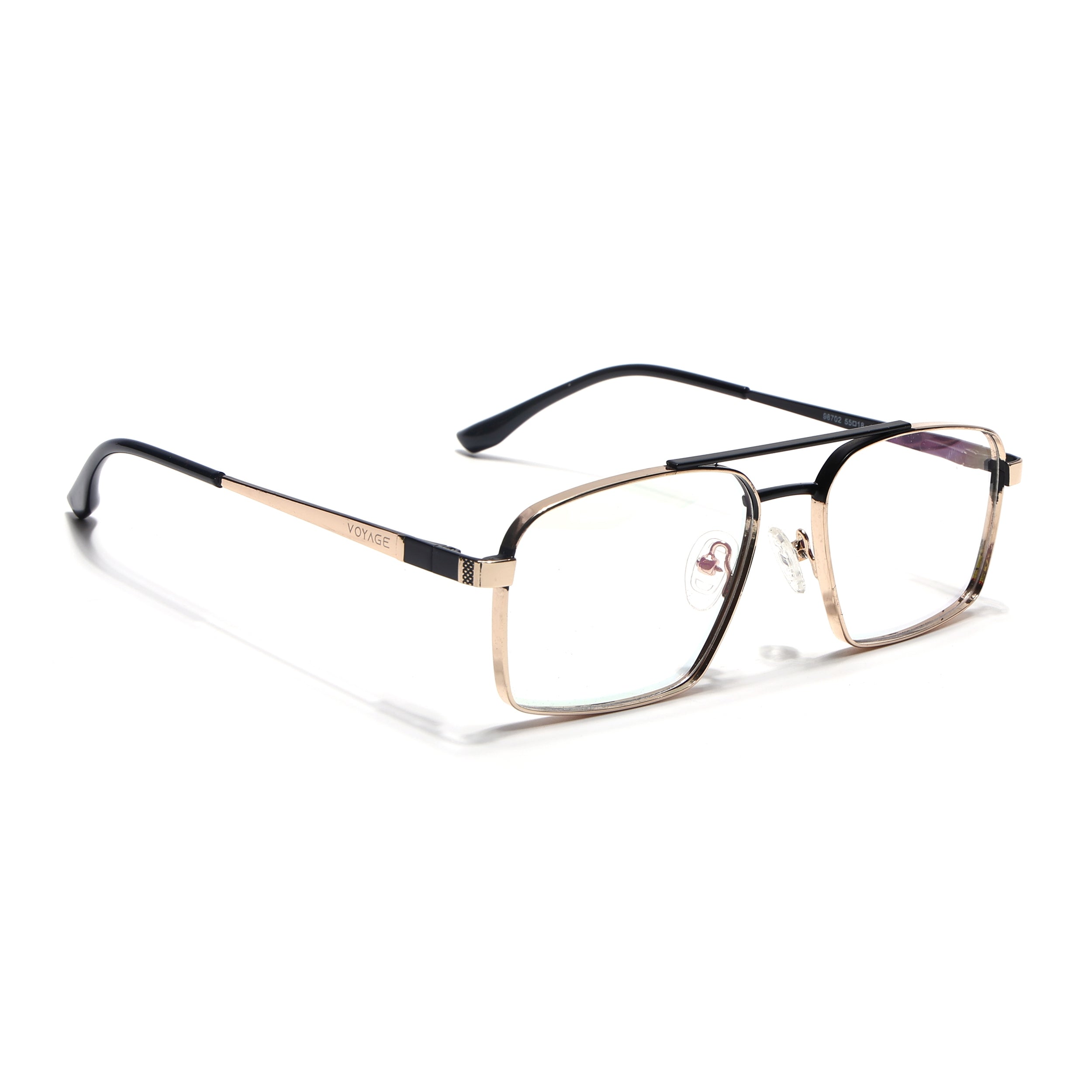 Voyage Silverline Golden & Black Wayfarer Eyeglasses for Men & Women (98702MG5460-C7)