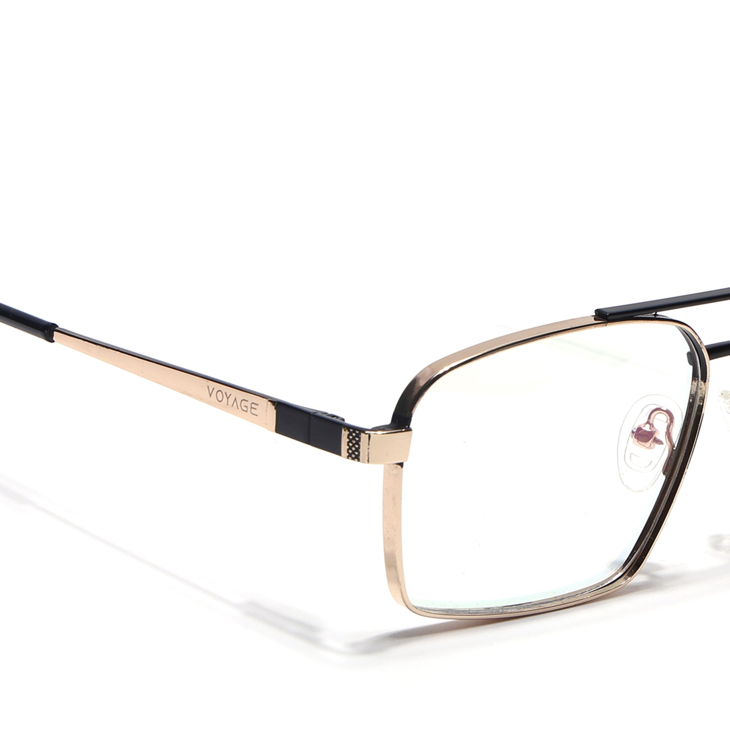 Voyage Silverline Golden & Black Wayfarer Eyeglasses for Men & Women (98702MG5460-C7)