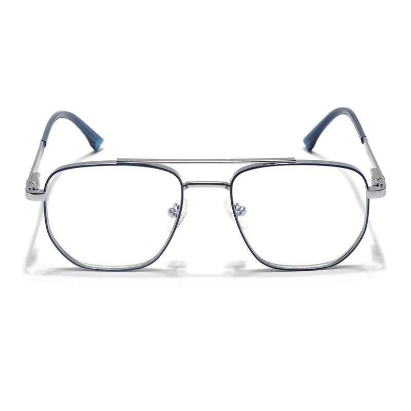 Voyage Silverline Blue & Matt Silver Wayfarer Eyeglasses for Men & Women (98703MG5461-C1)