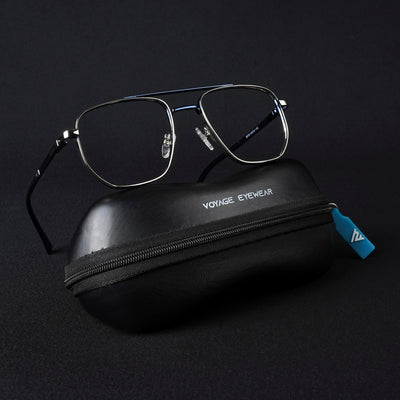 Voyage Silverline Silver & Blue Wayfarer Eyeglasses for Men & Women (98703MG5462-C2)