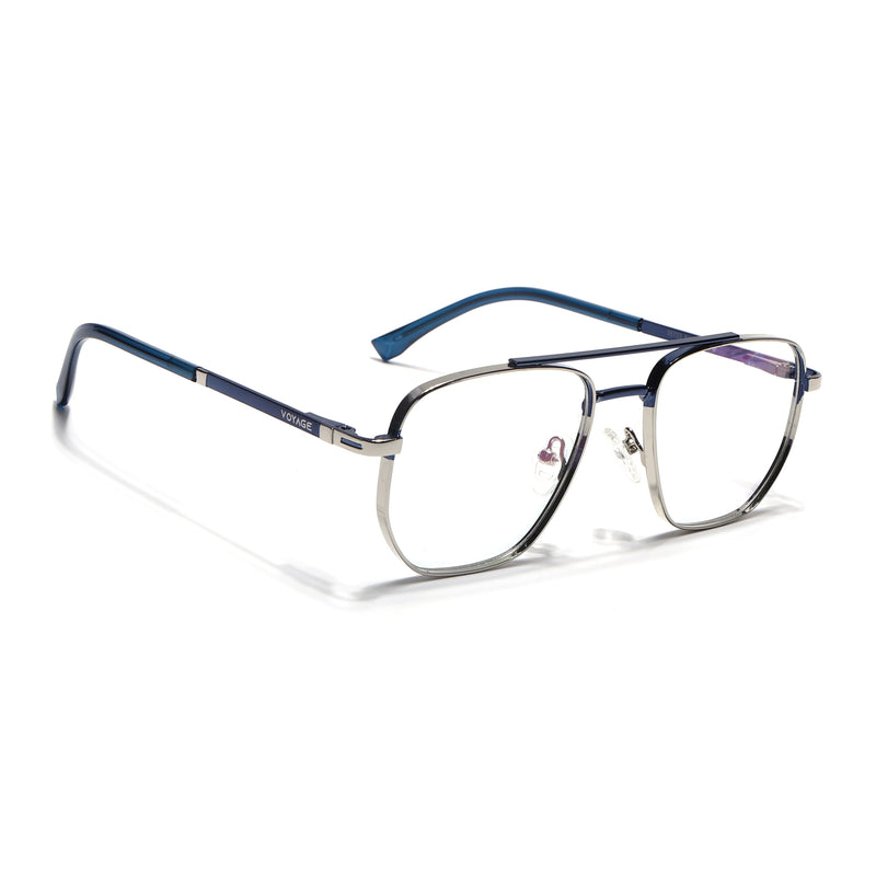 Voyage Silverline Silver & Blue Wayfarer Eyeglasses for Men & Women (98703MG5462-C2)