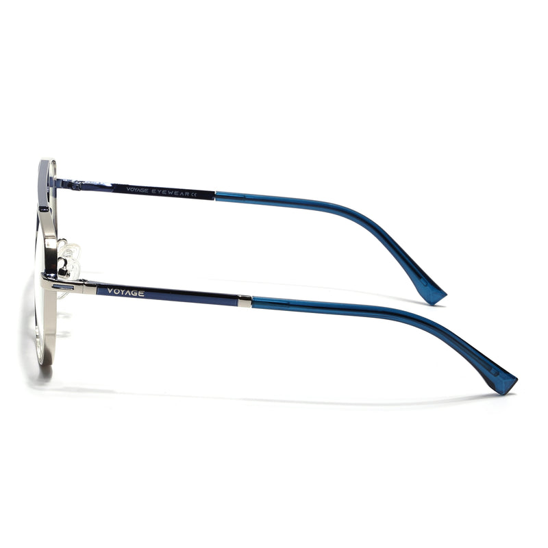 Voyage Silverline Silver & Blue Wayfarer Eyeglasses for Men & Women (98703MG5462-C2)