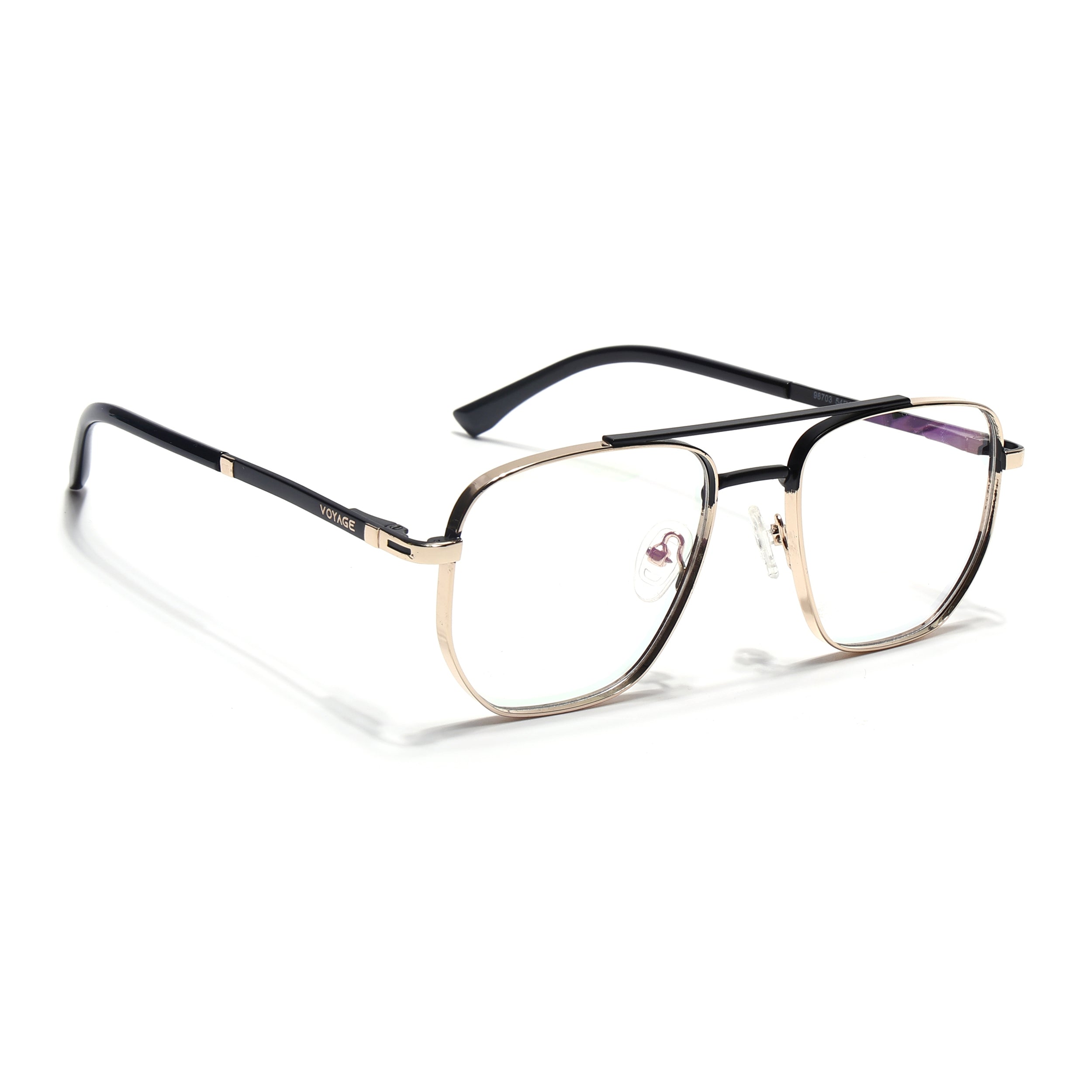 Voyage Silverline Golden & Black Wayfarer Eyeglasses for Men & Women (98703MG5463-C3)