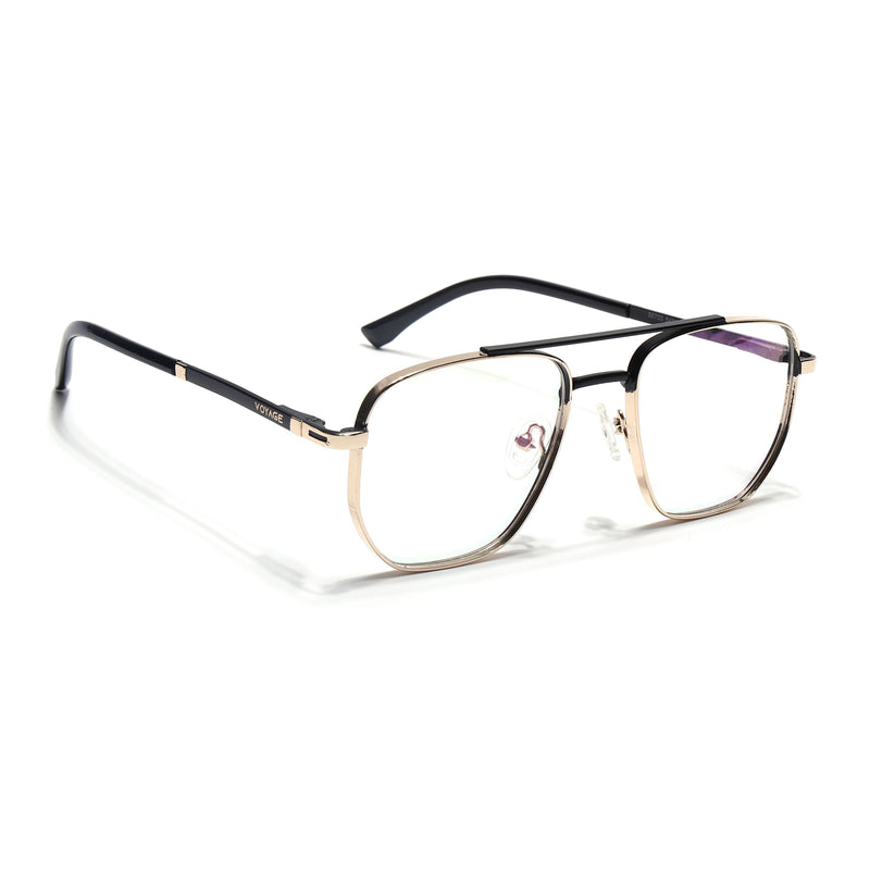 Voyage Silverline Golden & Black Wayfarer Eyeglasses for Men & Women (98703MG5463-C3)