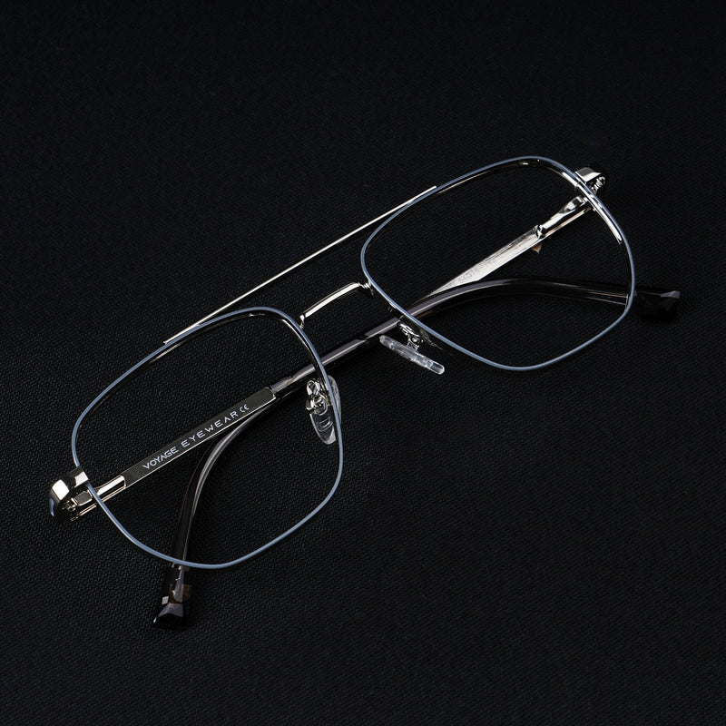 Voyage Silverline Silver & Grey Wayfarer Eyeglasses for Men & Women (98703MG5464-C4)