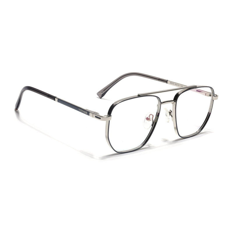 Voyage Silverline Silver & Grey Wayfarer Eyeglasses for Men & Women (98703MG5464-C4)