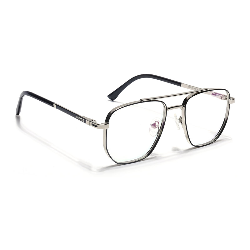 Voyage Silverline Silver & Black Wayfarer Eyeglasses for Men & Women (98703MG5465-C5)