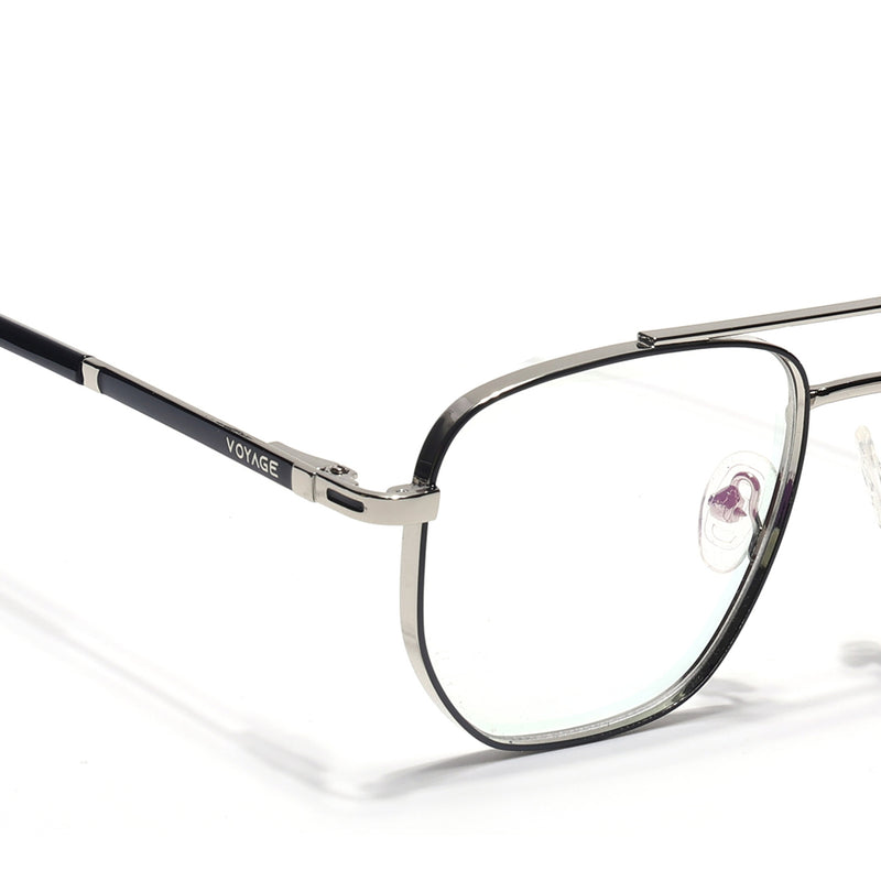 Voyage Silverline Silver & Black Wayfarer Eyeglasses for Men & Women (98703MG5465-C5)