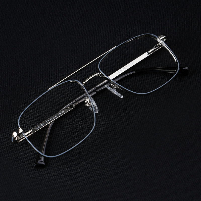 Voyage Silverline Silver & Grey Wayfarer Eyeglasses for Men & Women (98704MG5468-C1)