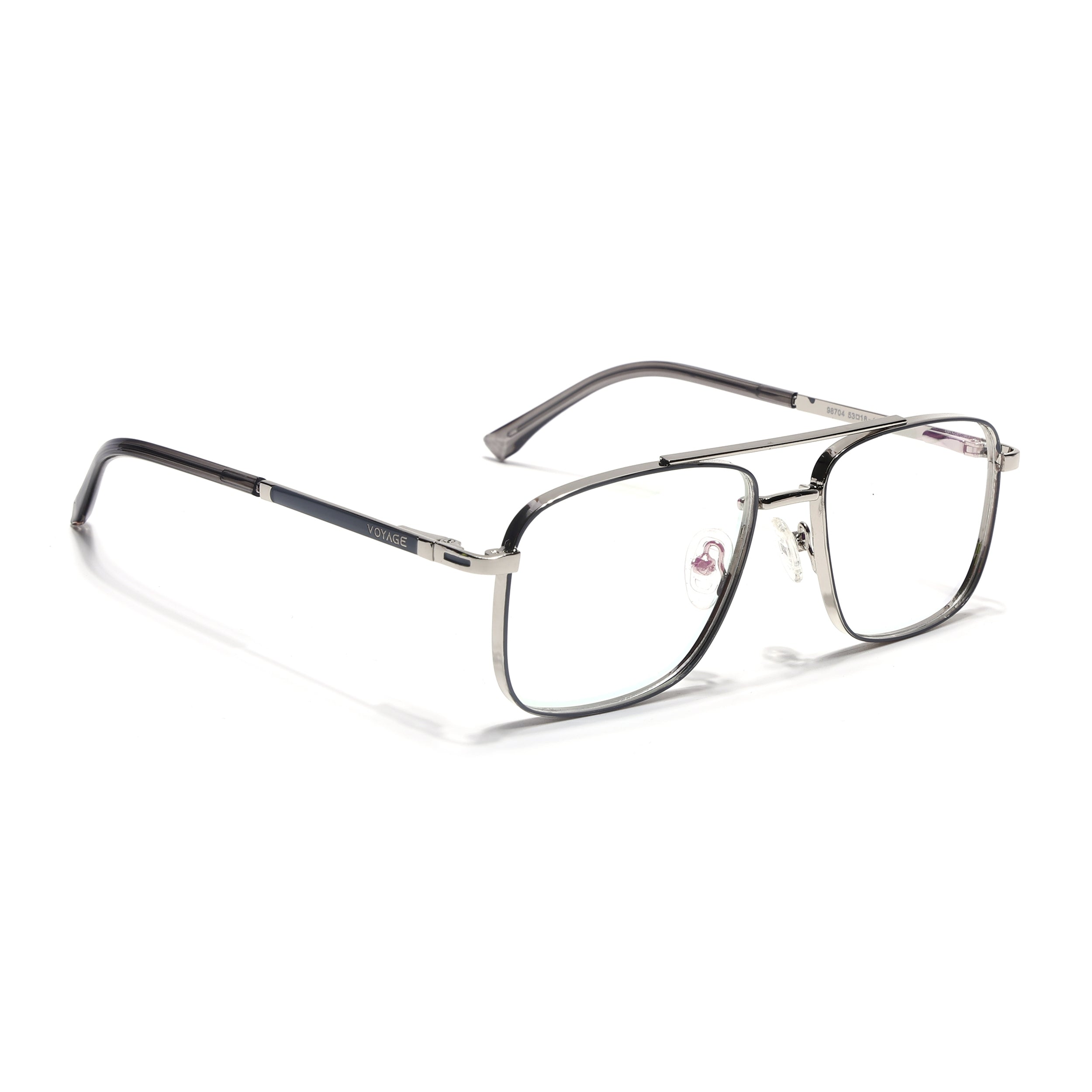 Voyage Silverline Silver & Grey Wayfarer Eyeglasses for Men & Women (98704MG5468-C1)