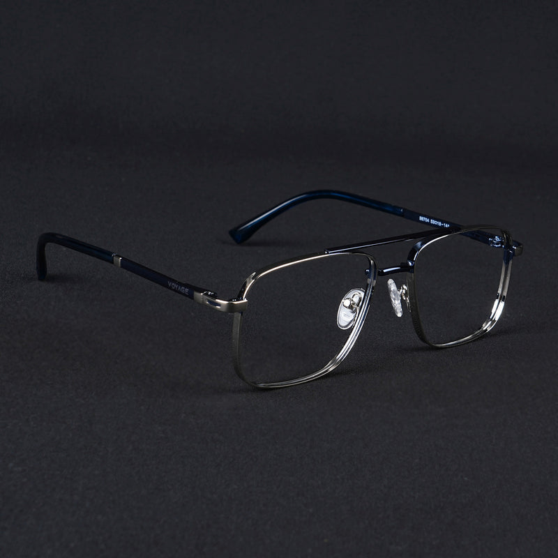 Voyage Silverline Silver & Blue Wayfarer Eyeglasses for Men & Women (98704MG5471-C4)