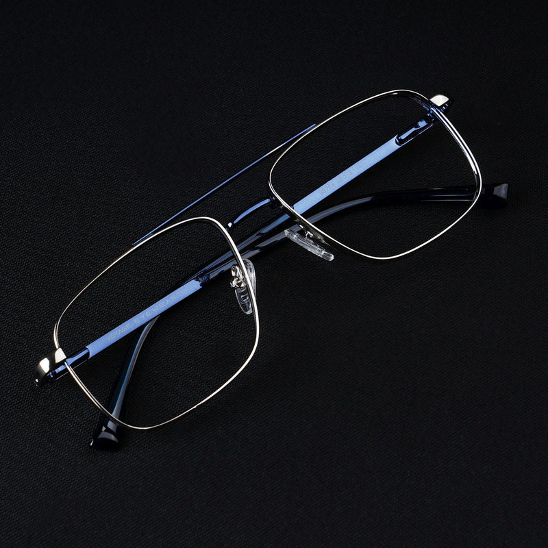 Voyage Silverline Silver & Blue Wayfarer Eyeglasses for Men & Women (98704MG5471-C4)