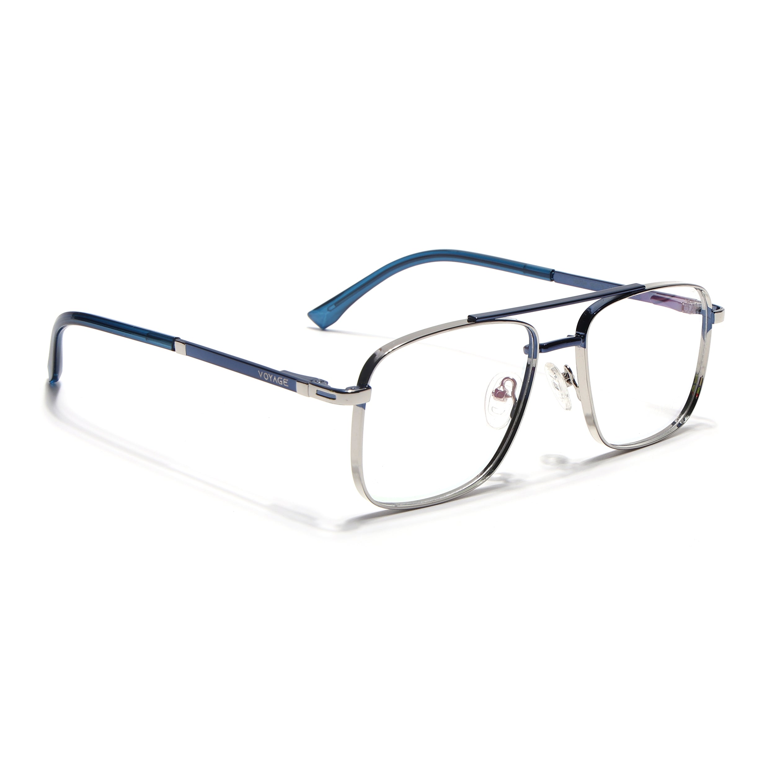 Voyage Silverline Silver & Blue Wayfarer Eyeglasses for Men & Women (98704MG5471-C4)