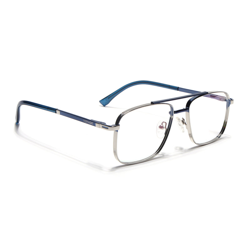 Voyage Silverline Silver & Blue Wayfarer Eyeglasses for Men & Women (98704MG5471-C4)