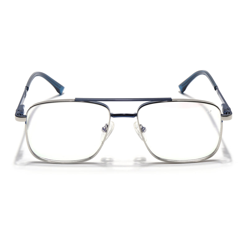 Voyage Silverline Silver & Blue Wayfarer Eyeglasses for Men & Women (98704MG5471-C4)