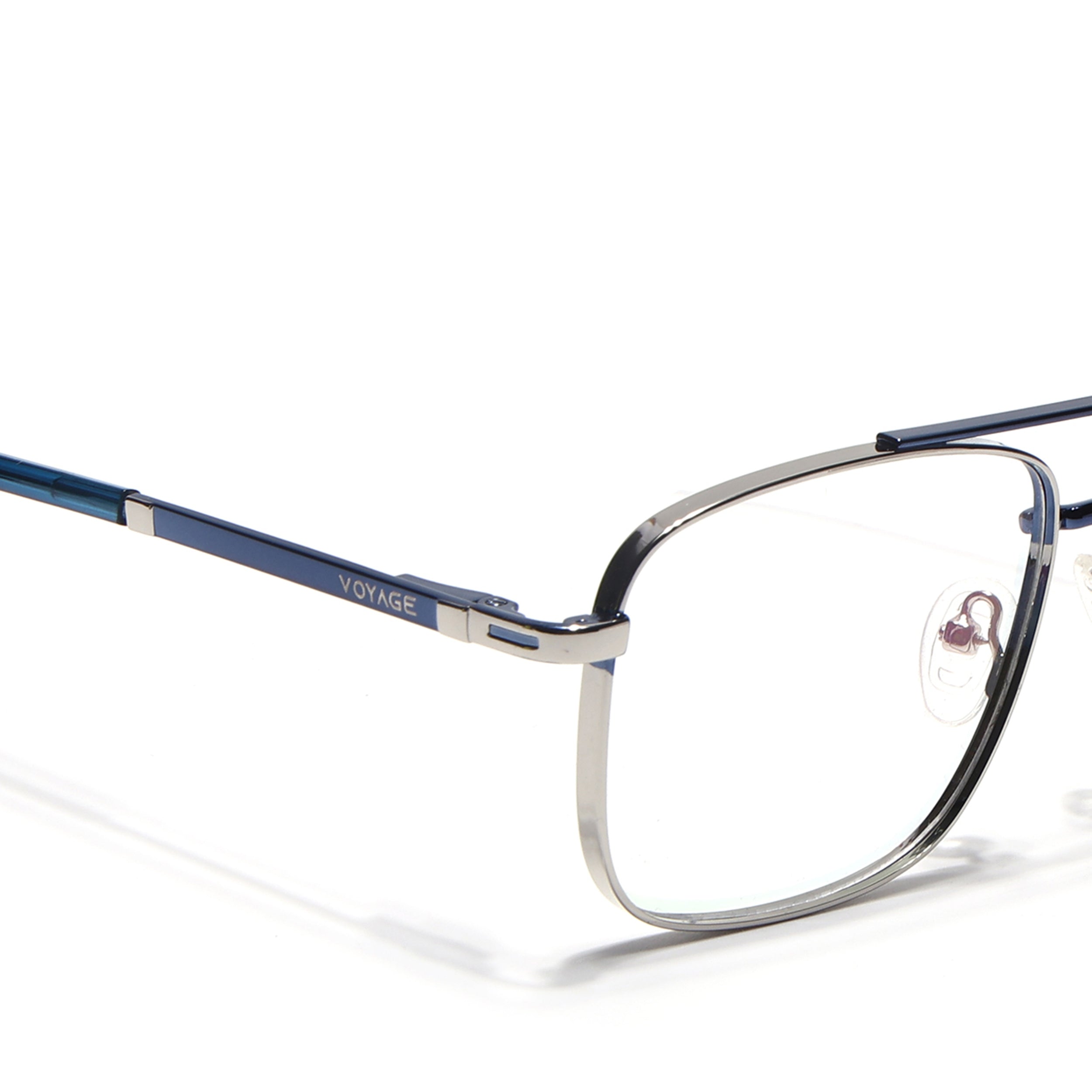 Voyage Silverline Silver & Blue Wayfarer Eyeglasses for Men & Women (98704MG5471-C4)