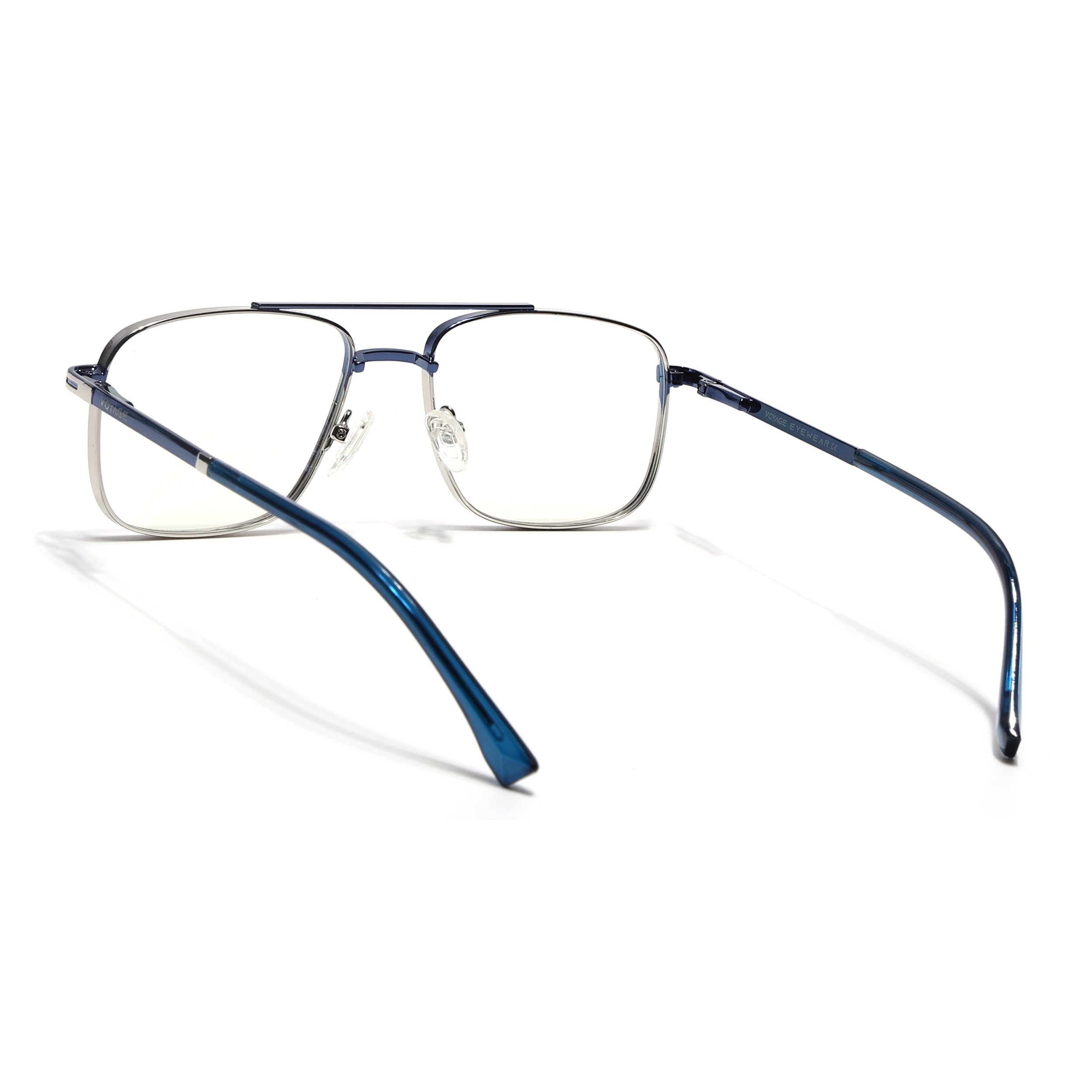 Voyage Silverline Silver & Blue Wayfarer Eyeglasses for Men & Women (98704MG5471-C4)