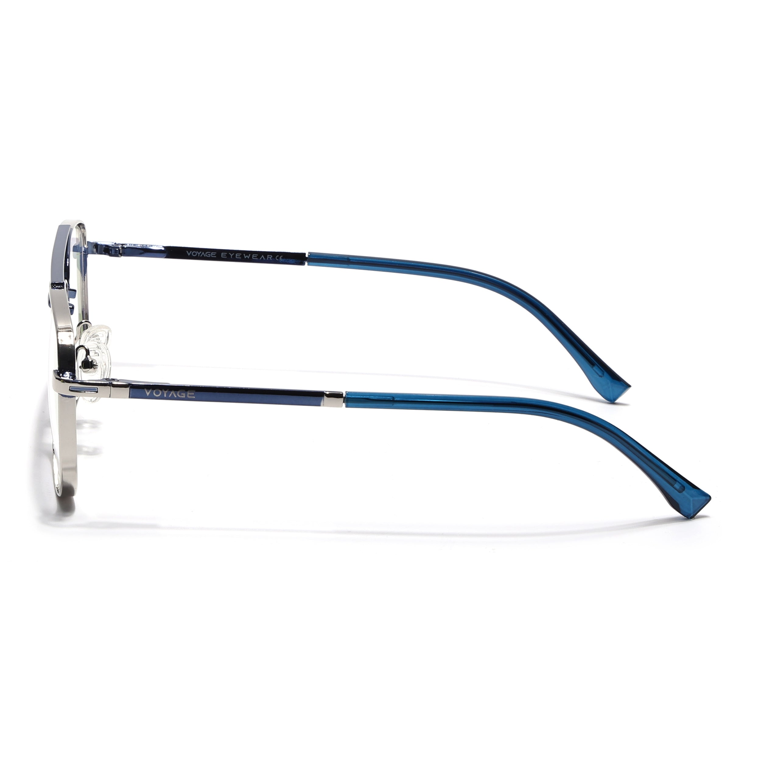 Voyage Silverline Silver & Blue Wayfarer Eyeglasses for Men & Women (98704MG5471-C4)