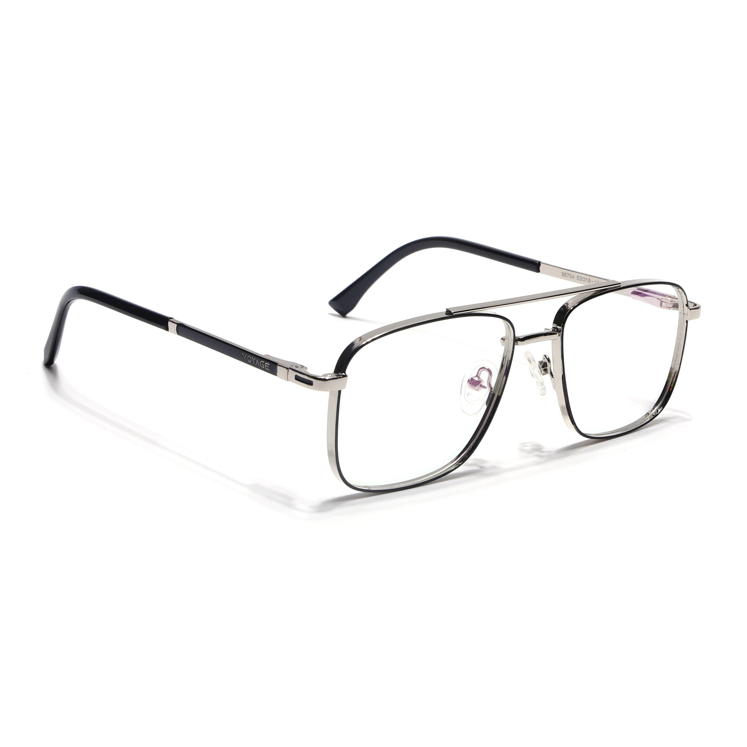 Voyage Silverline Silver & Black Wayfarer Eyeglasses for Men & Women (98704MG5472-C5)