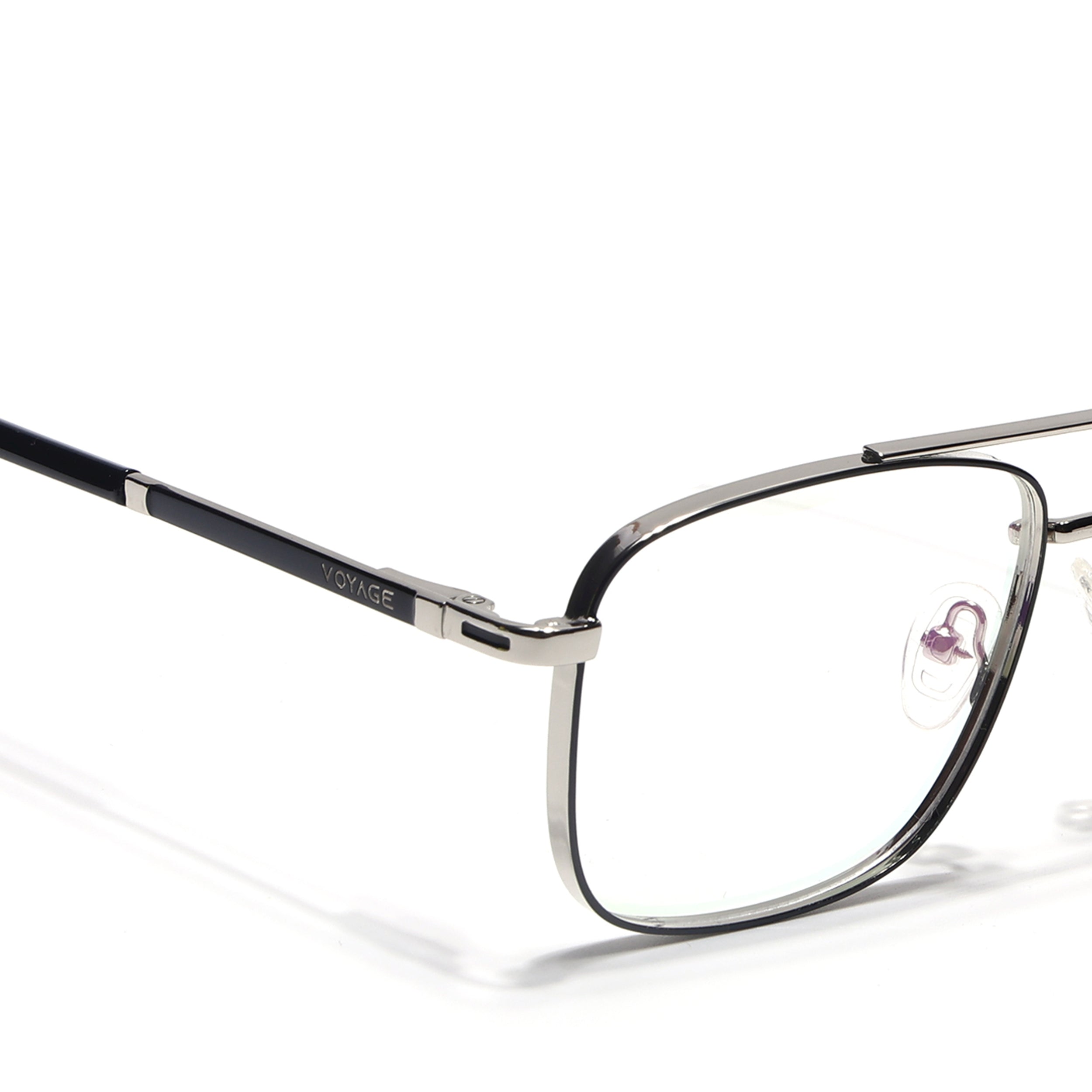 Voyage Silverline Silver & Black Wayfarer Eyeglasses for Men & Women (98704MG5472-C5)