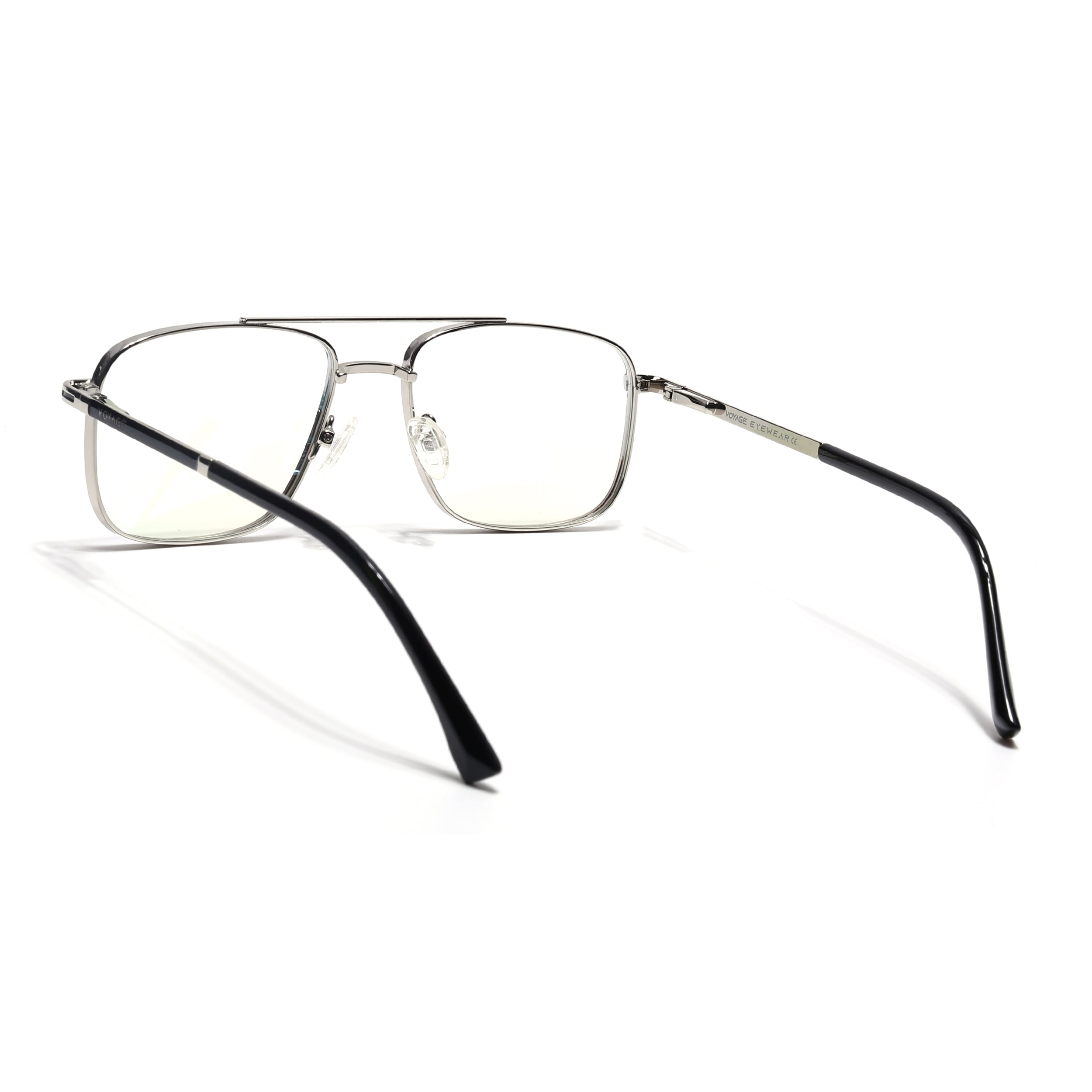 Voyage Silverline Silver & Black Wayfarer Eyeglasses for Men & Women (98704MG5472-C5)