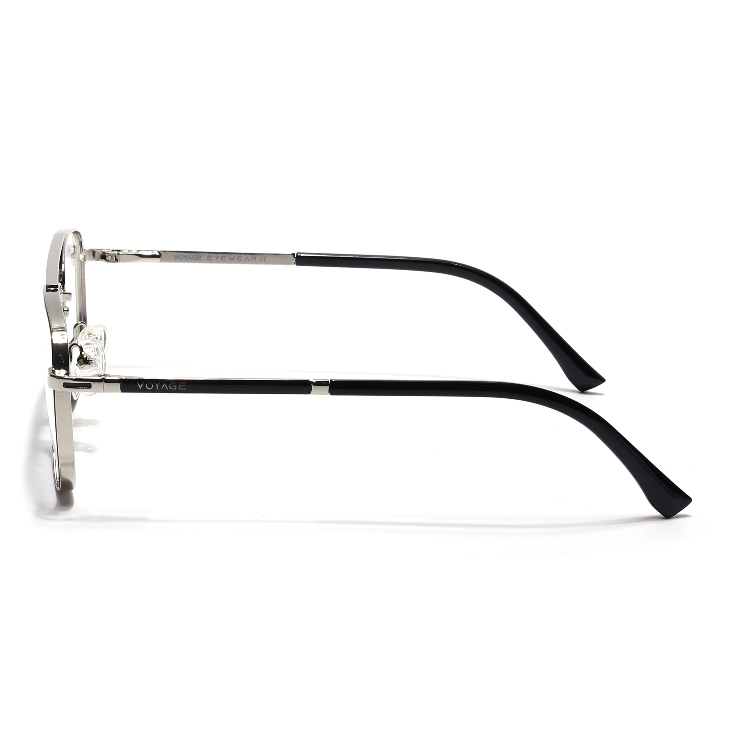 Voyage Silverline Silver & Black Wayfarer Eyeglasses for Men & Women (98704MG5472-C5)