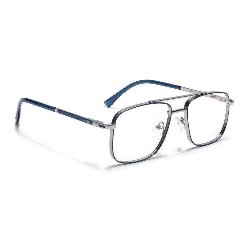 Voyage Silverline Blue & Matt Silver Wayfarer Eyeglasses for Men & Women (98704MG5474Z)