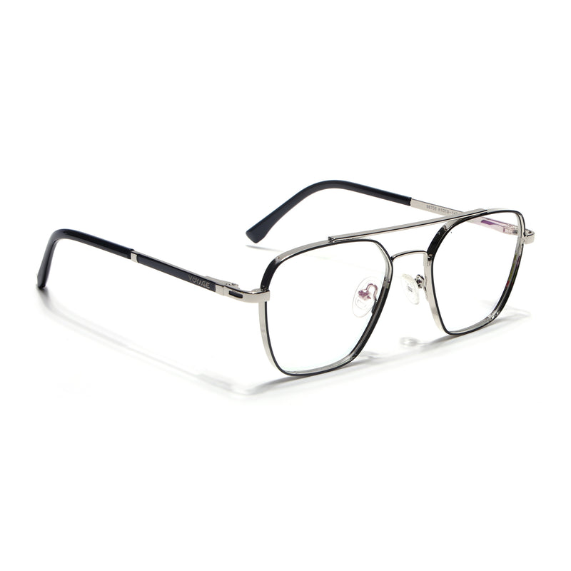 Voyage Silverline Silver & Black Wayfarer Eyeglasses for Men & Women (98705MG5477-C3)