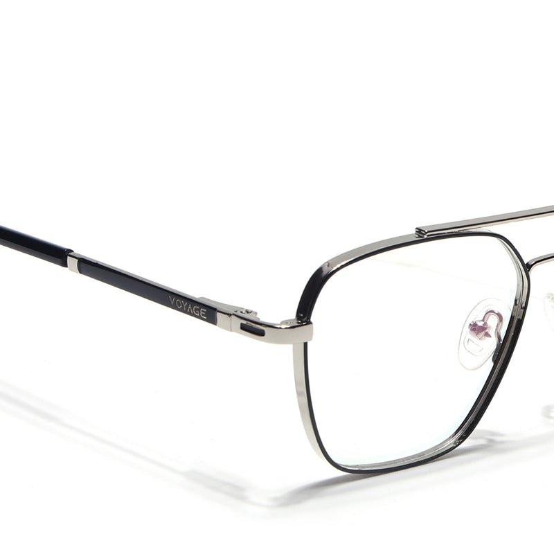 Voyage Silverline Silver & Black Wayfarer Eyeglasses for Men & Women (98705MG5477-C3)