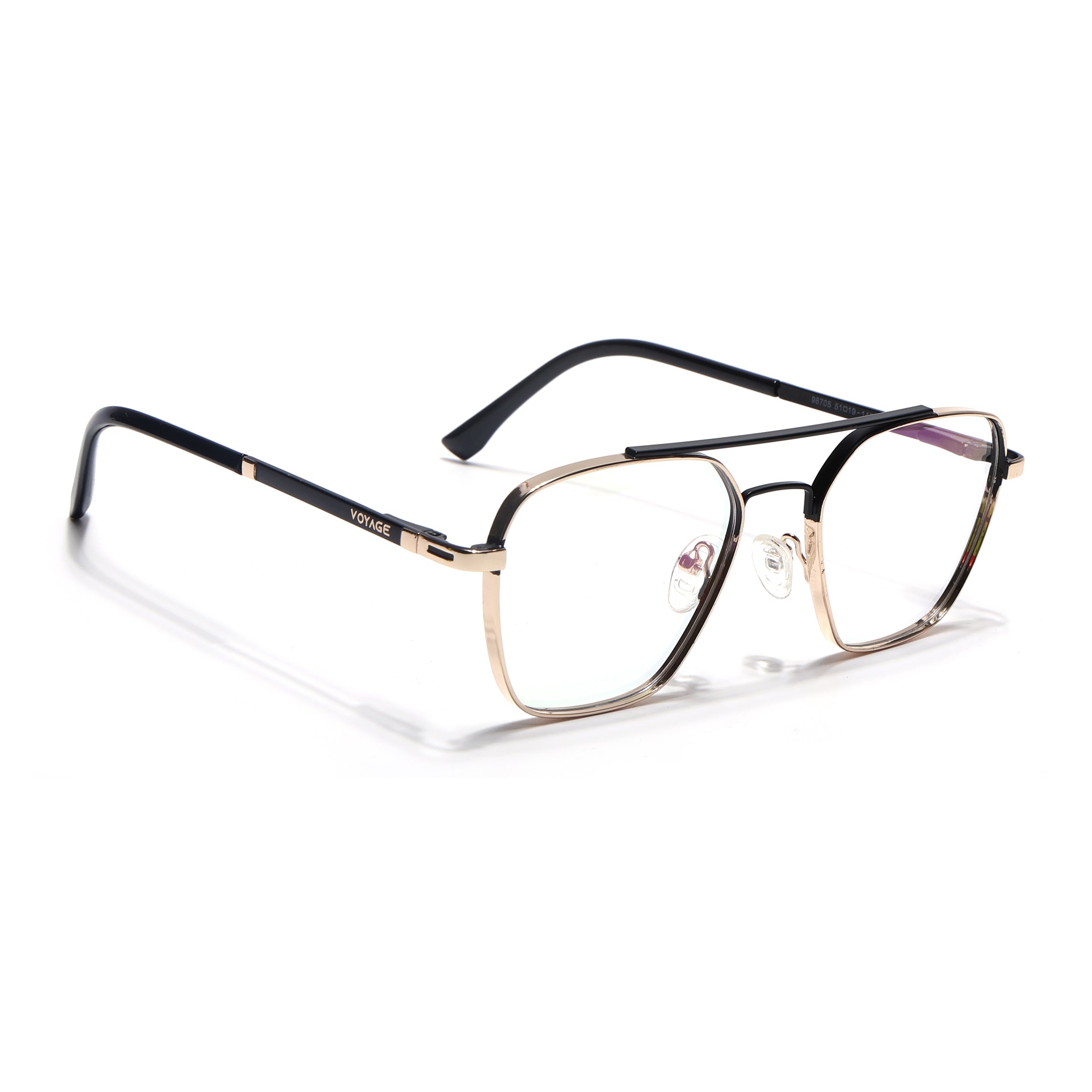 Voyage Silverline Golden & Black Wayfarer Eyeglasses for Men & Women (98705MG5478-C4)