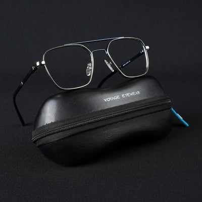 Voyage Silverline Silver & Blue Wayfarer Eyeglasses for Men & Women (98705MG5480-C6)