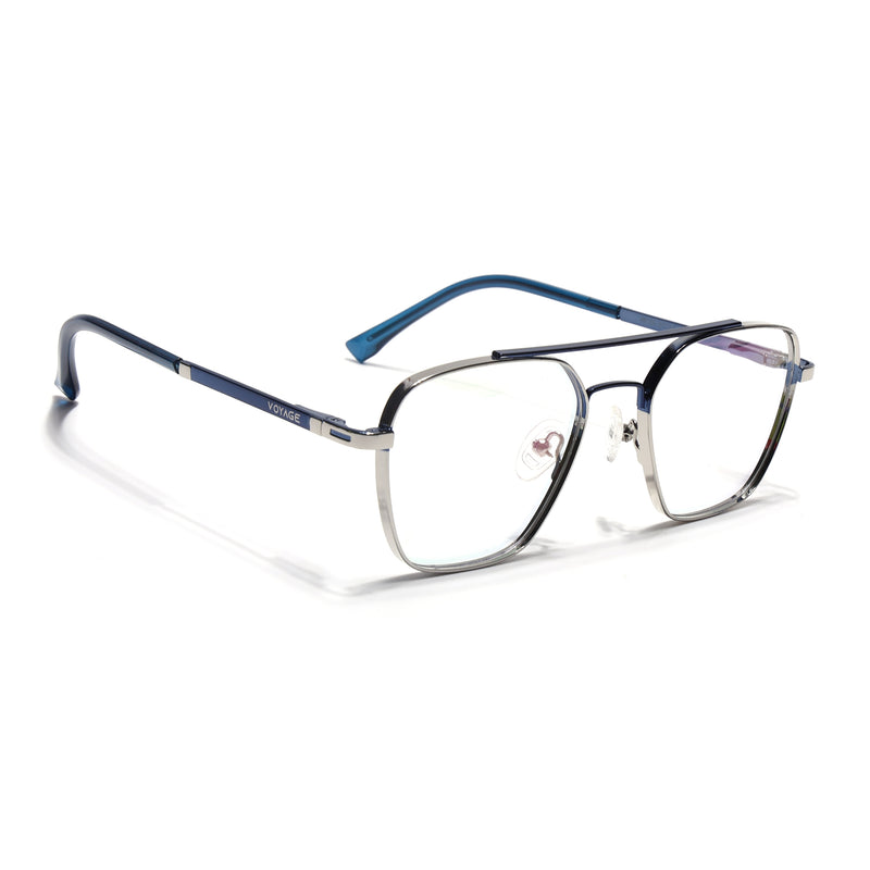 Voyage Silverline Silver & Blue Wayfarer Eyeglasses for Men & Women (98705MG5480-C6)