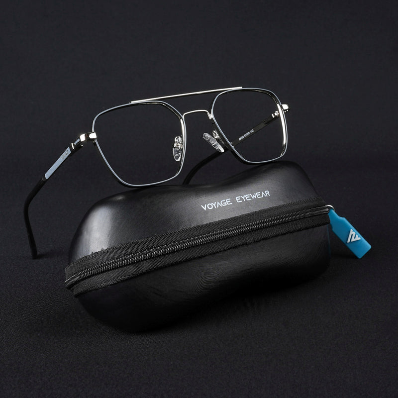 Voyage Silverline Silver & Grey Wayfarer Eyeglasses for Men & Women (98705MG5481-C7)