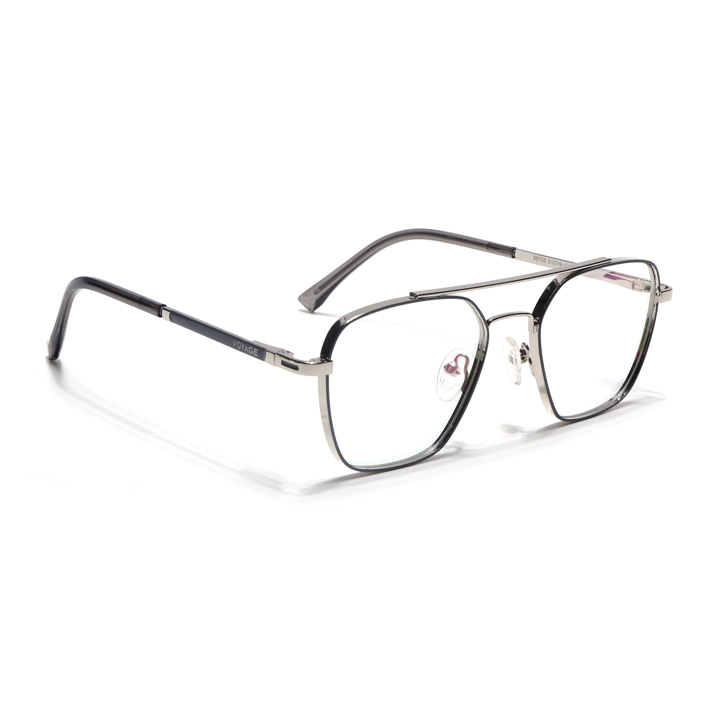 Voyage Silverline Silver & Grey Wayfarer Eyeglasses for Men & Women (98705MG5481-C7)