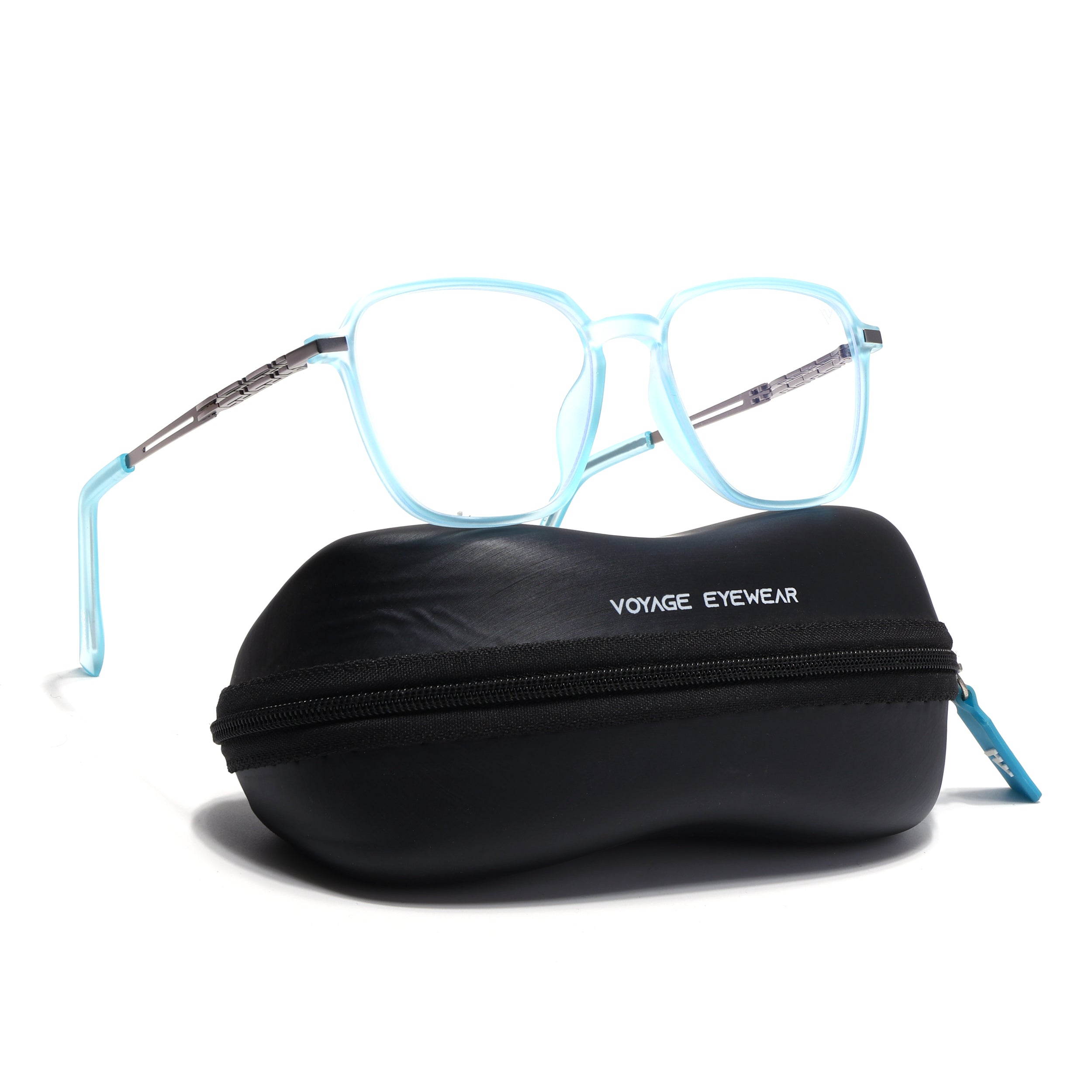 Sky Blue Square Eyeglasses for Men & Women (99001FMG6812-C5)