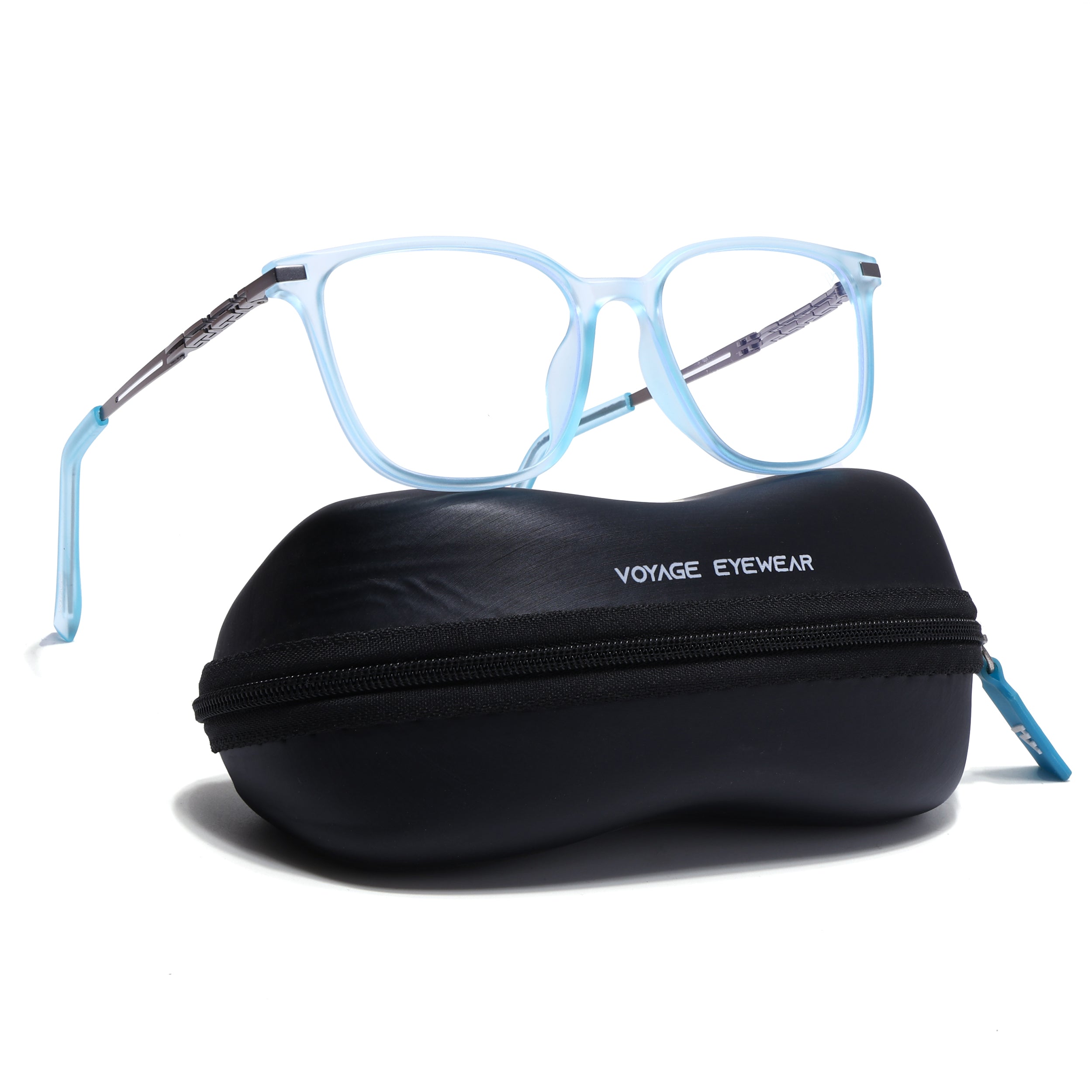 Sky Blue Square Eyeglasses for Men & Women (99003FMG6824-C5)