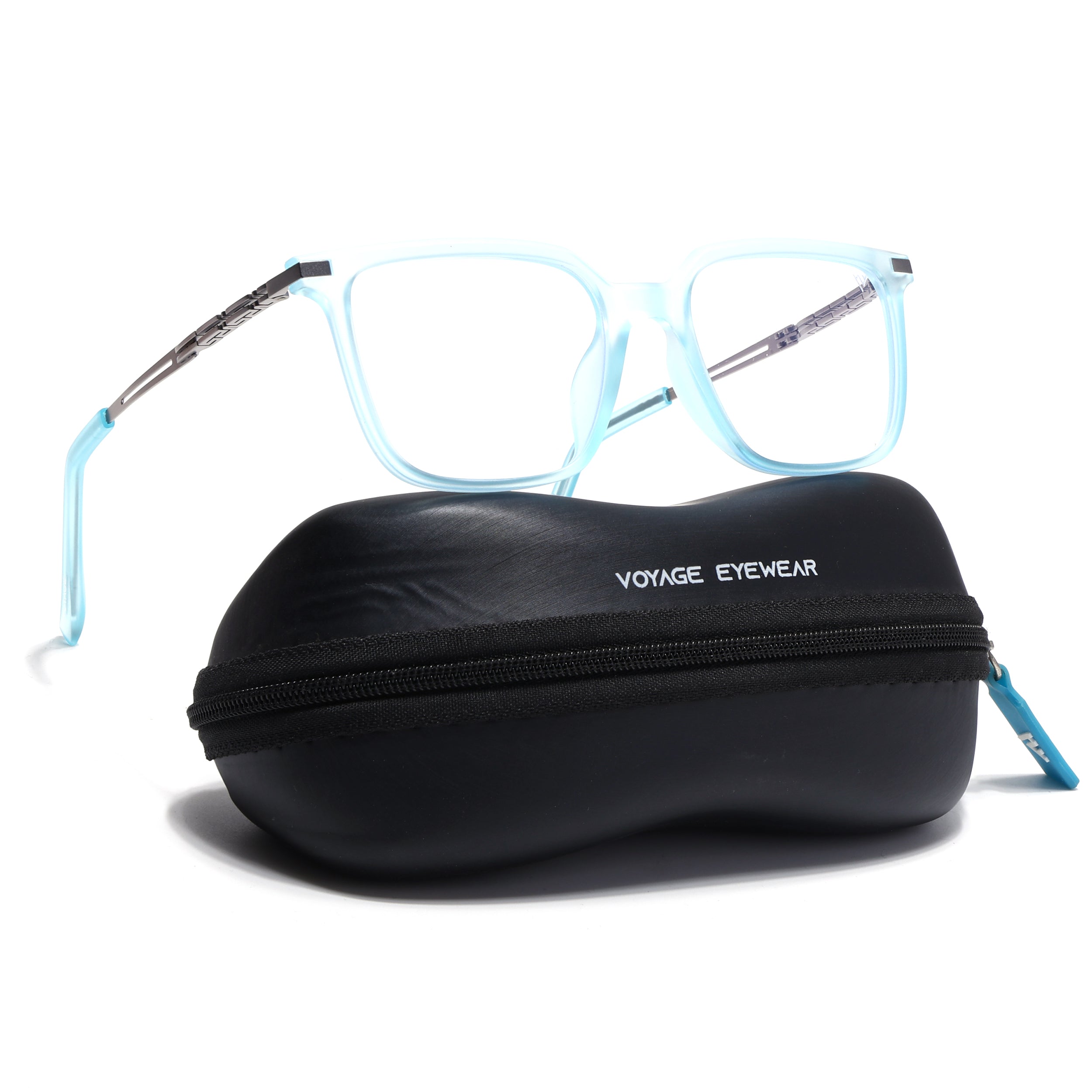 Sky Blue Square Eyeglasses for Men & Women (99004FMG6830-C5)
