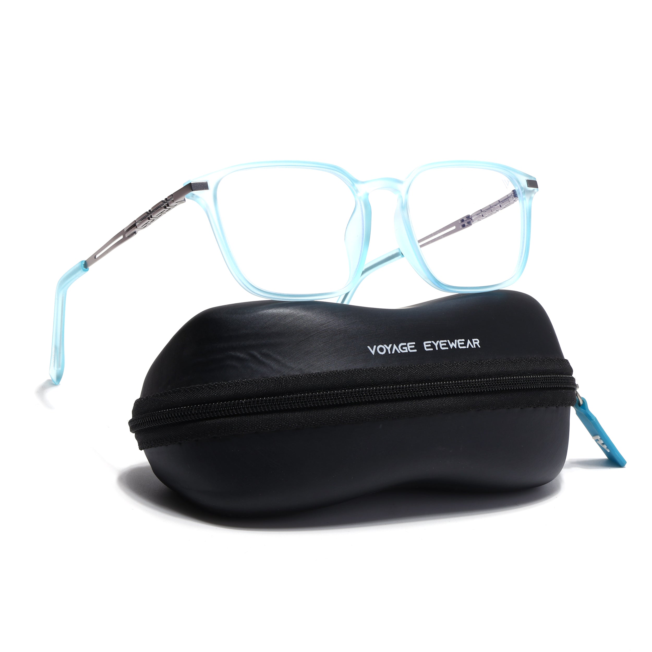 Sky Blue Square Eyeglasses for Men & Women (99005FMG6836-C5)