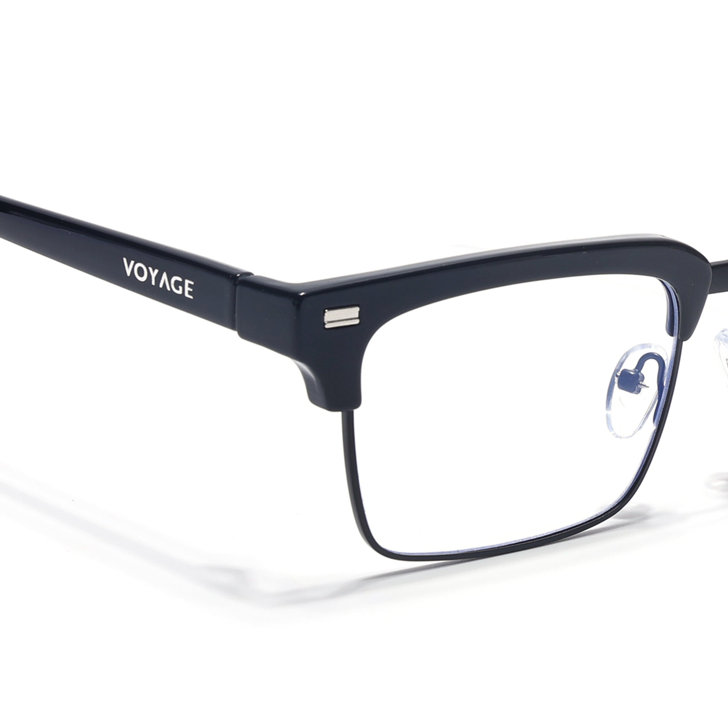 Voyage Black Half Rim Clubmaster Eyeglasses for Men & Women (9920FMG7063-C1)