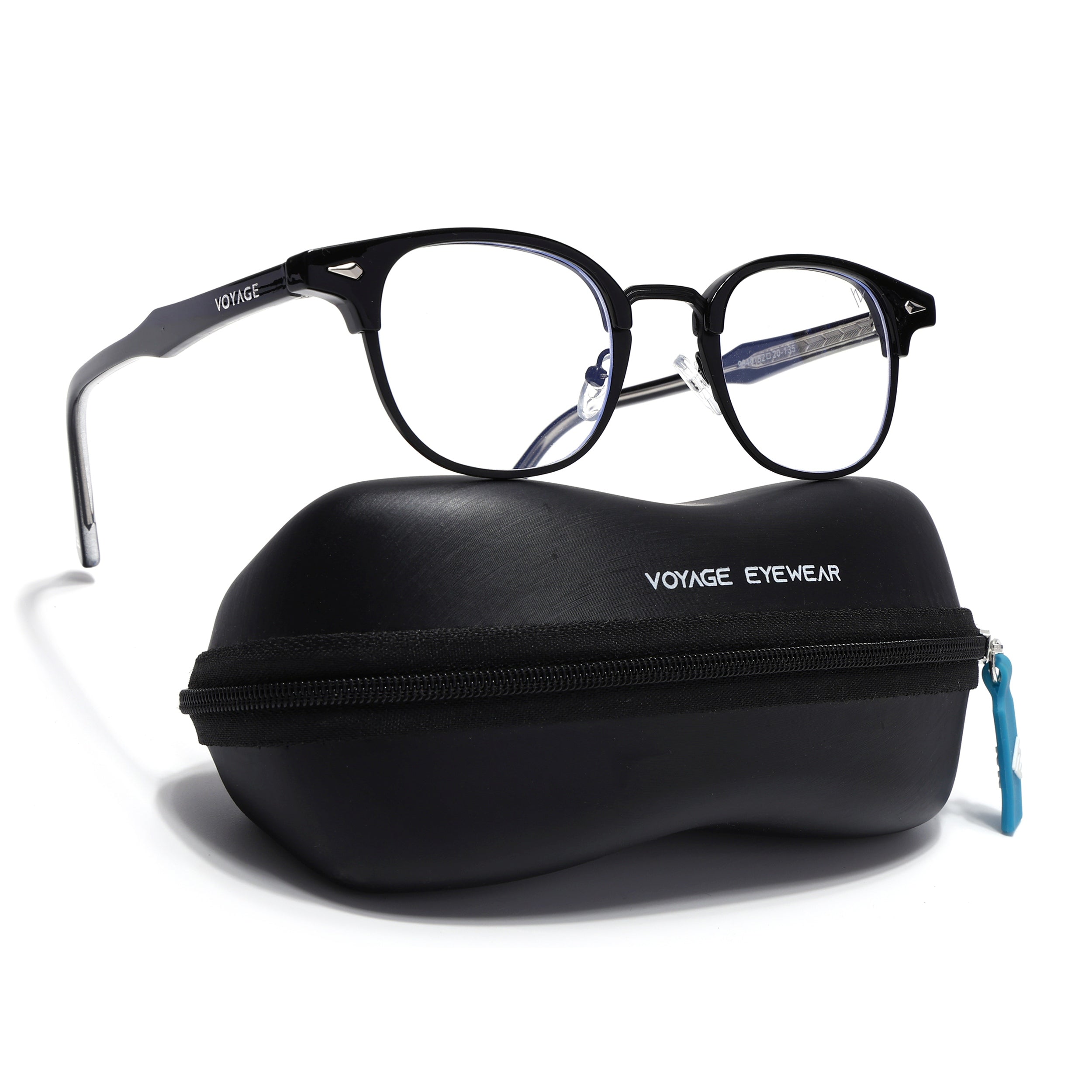 Voyage Black Half Rim Eyeglasses for Men & Women (9940FMG7127-C1)