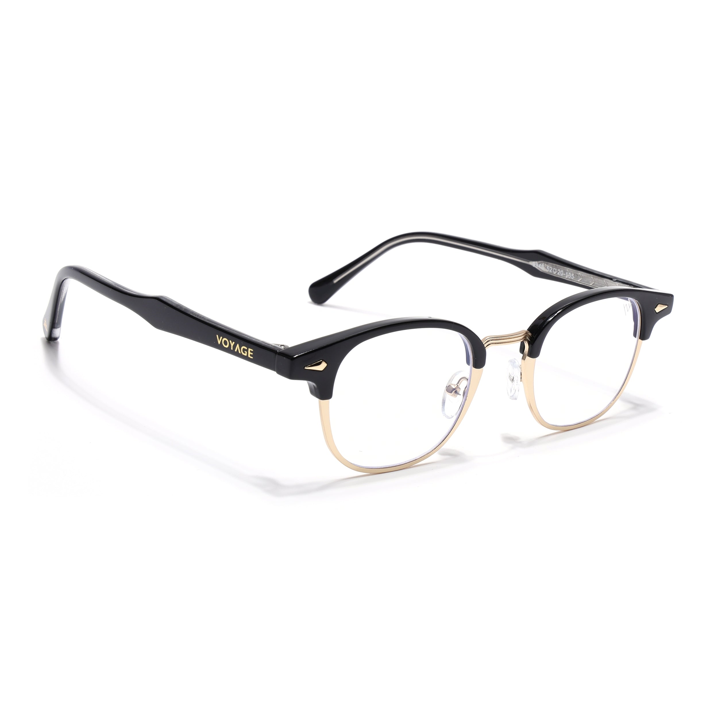 Voyage Golden & Black Half Rim Eyeglasses for Men & Women (9940FMG7128-C2)
