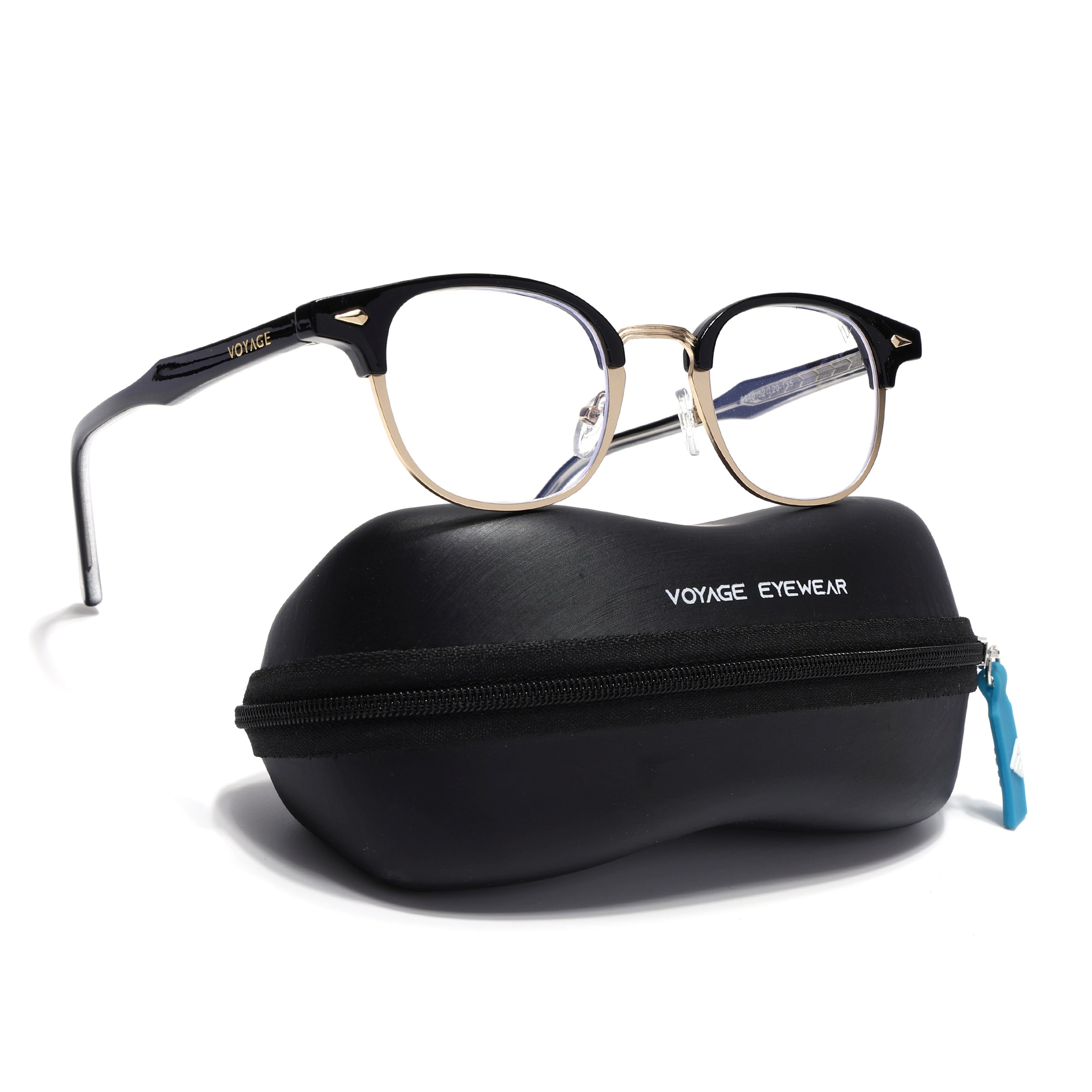 Voyage Golden & Black Half Rim Eyeglasses for Men & Women (9940FMG7128-C2)