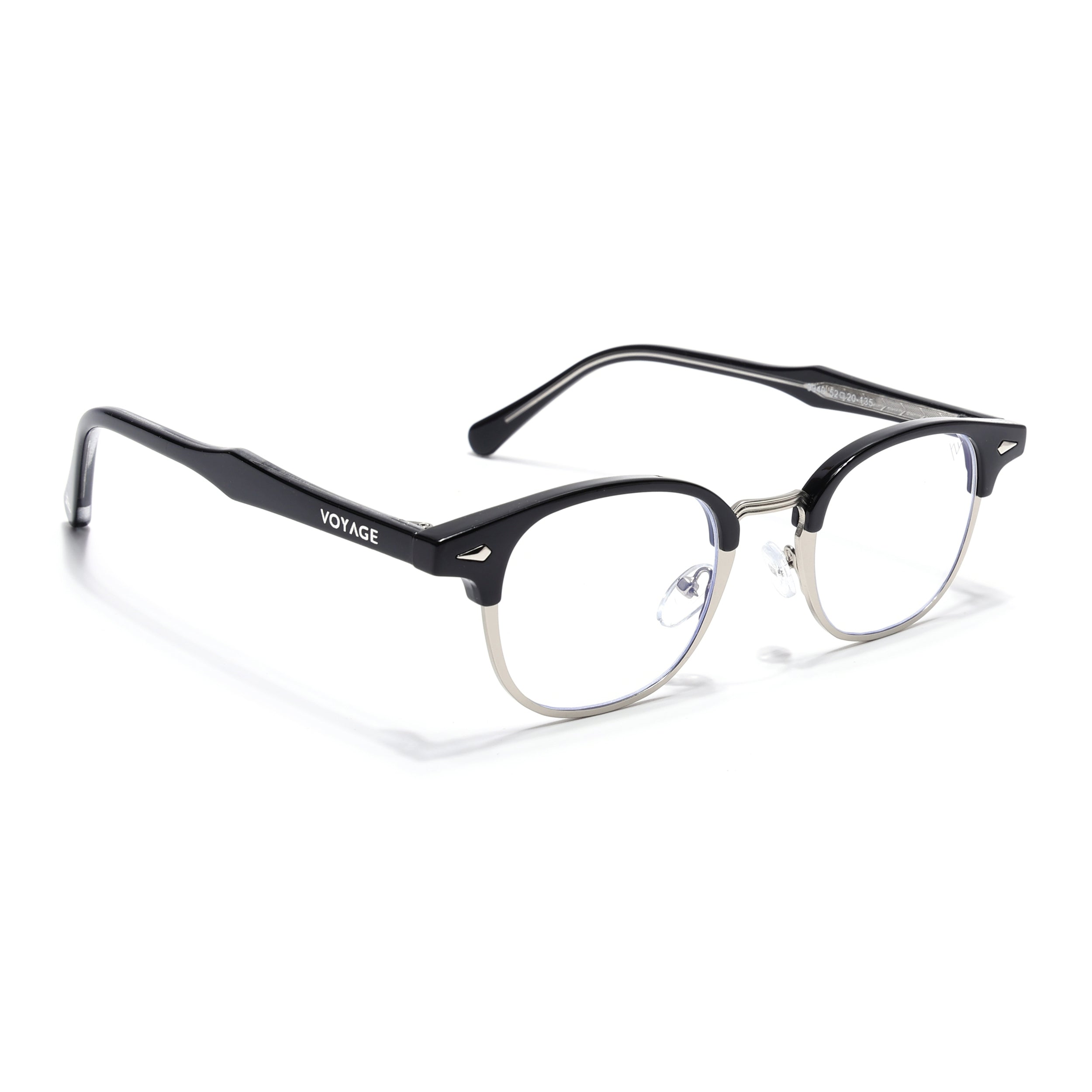 Voyage Silver & Black Half Rim Eyeglasses for Men & Women (9940FMG7129-C3)